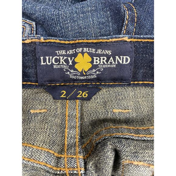 Lucky Brand Abbey Bermuda dark wash jean shorts cuffed raw hem women's 2/26 - Picture 7 of 8